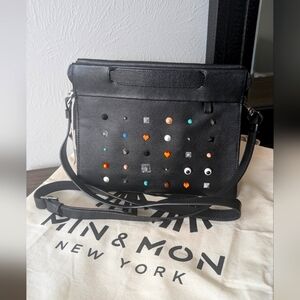 Min & Mon studded black vali crossbody handbag